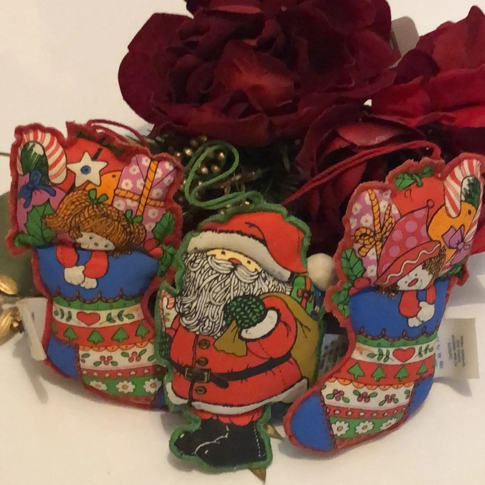 Hallmark 1974 Fabric Christmas Ornaments 1970s Hallmark Fabric Ornaments